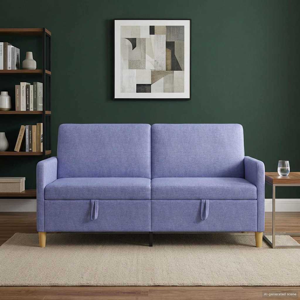 Bank met opslag Jeans Blauw 172 x 78 x 87 cm Polyester – afbeelding 1