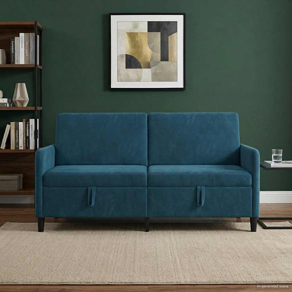 Bank met opslag Blauw 172 x 78 x 87 cm Polyester – afbeelding 1