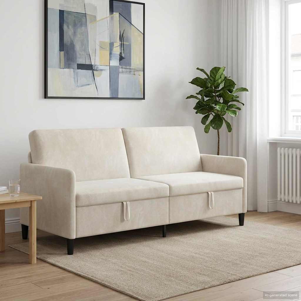 Bank met opslag Crèmekleurig 192 x 78 x 87 cm Polyester