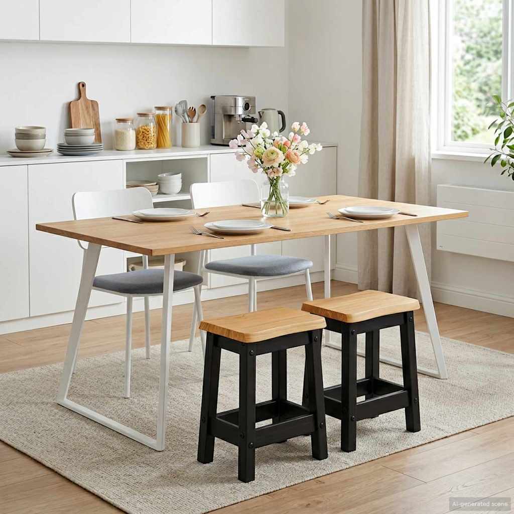 Barkruk EKAI 2 pcs Zwart 40 x 29 x 45,5 cm Massief grenenhout