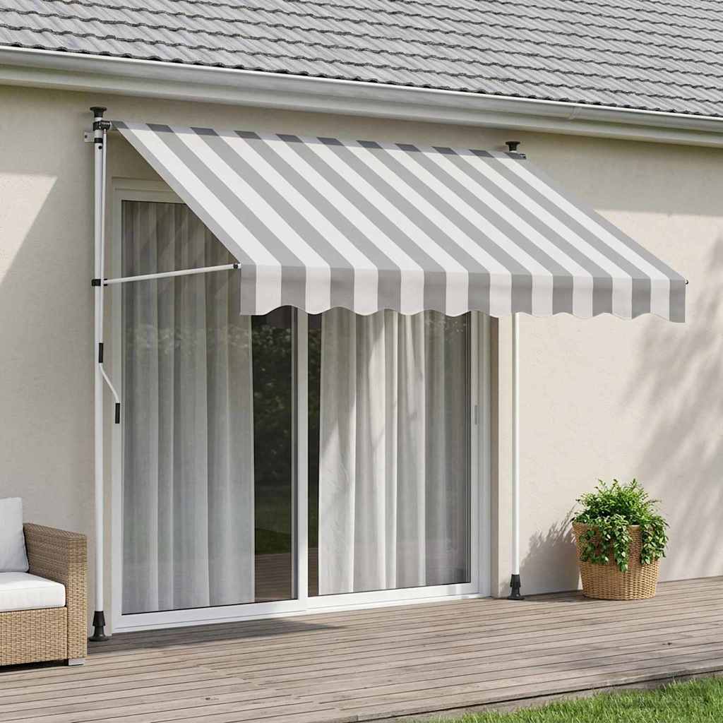Handmatig uitschuifbare luifel Antraciet en Wit 200 cm