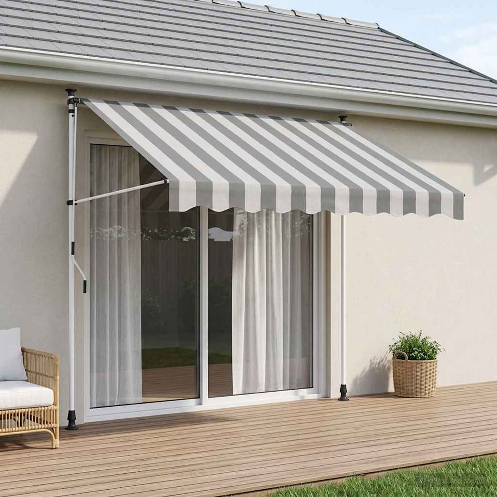 Handmatig uitschuifbare luifel Antraciet en Wit 250 cm – afbeelding 1
