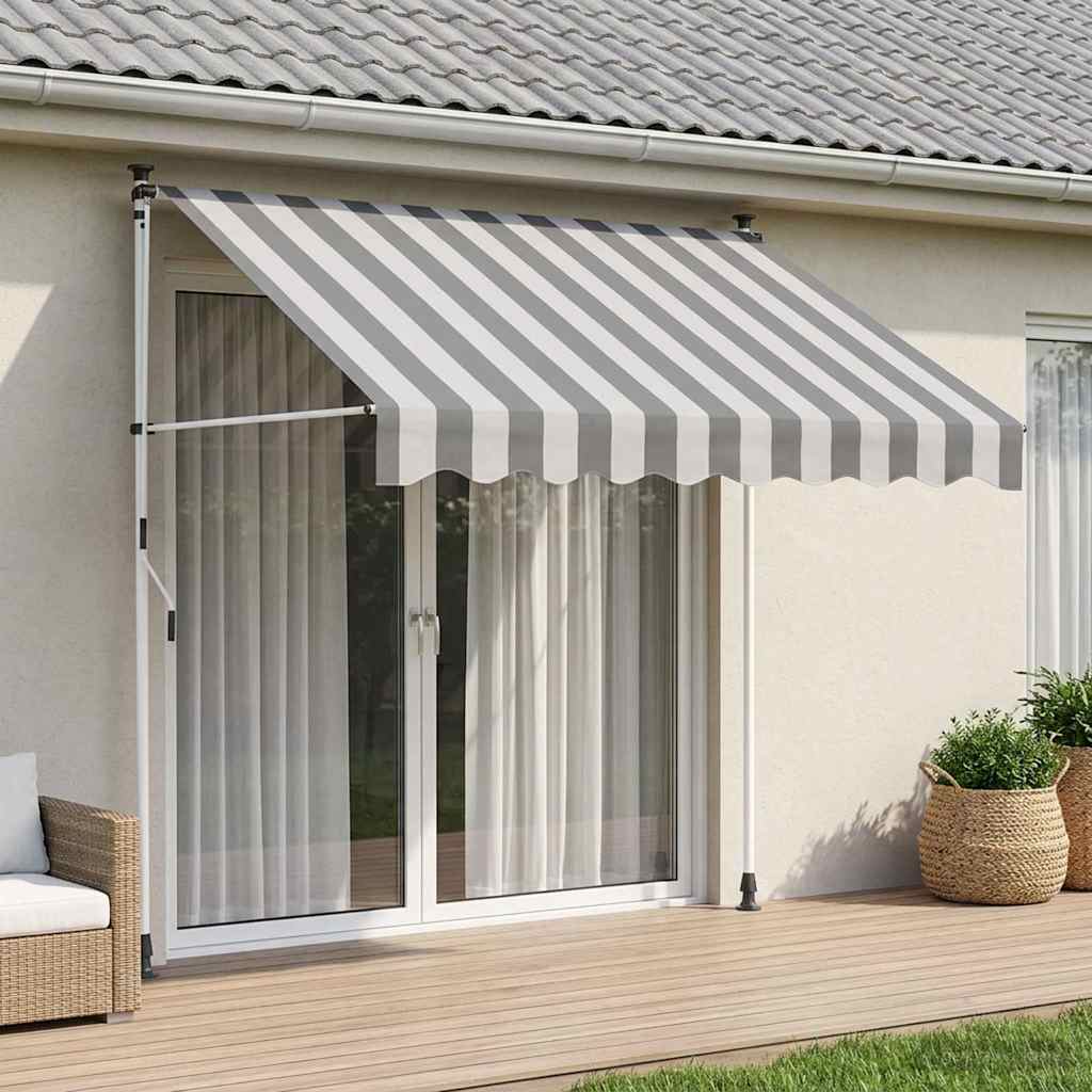 Handmatig uitschuifbare luifel Antraciet en Wit 300 cm – afbeelding 1