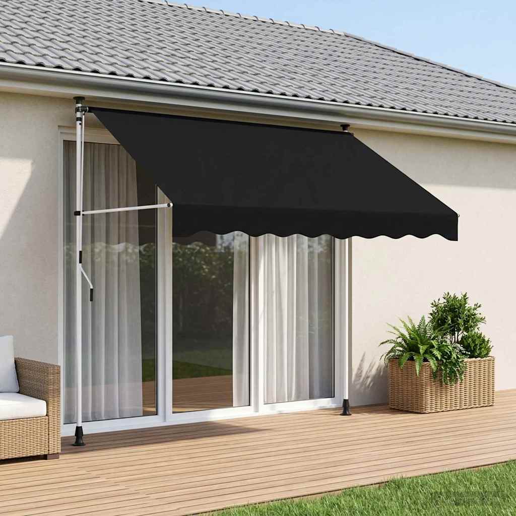 Handmatig uitschuifbare luifel Zwart 250 cm