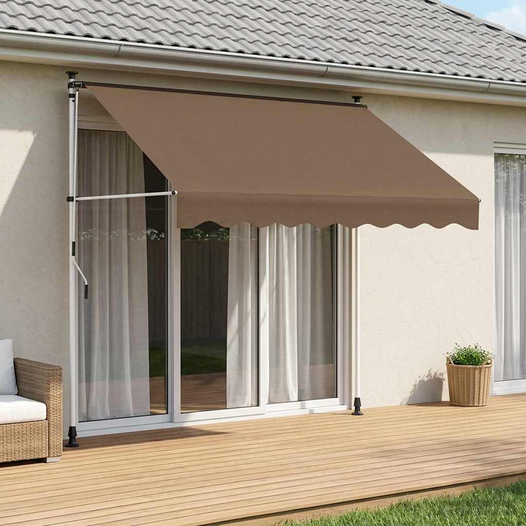 Handmatig uitschuifbare luifel Taupe 200 cm – afbeelding 1