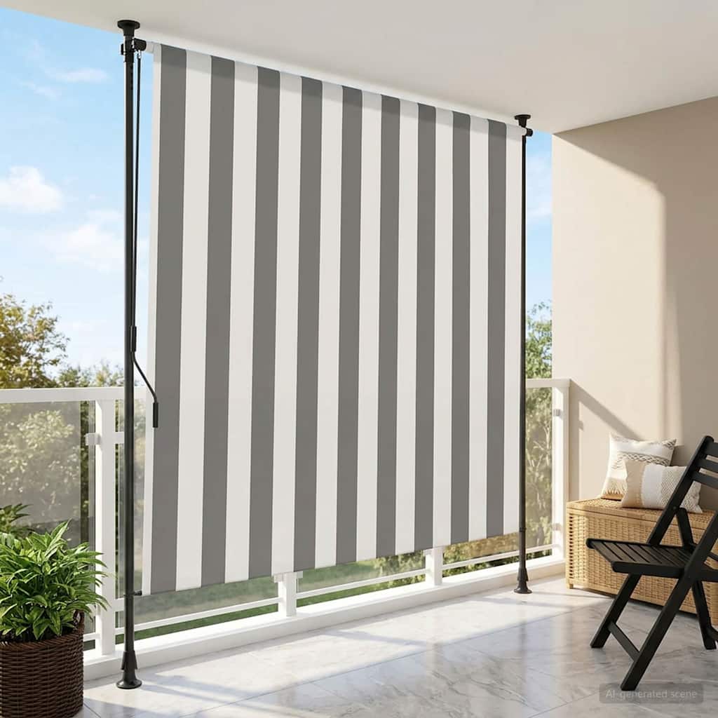 Buiten Rolgordijn Antraciet en Wit 100 x 270 cm – afbeelding 1