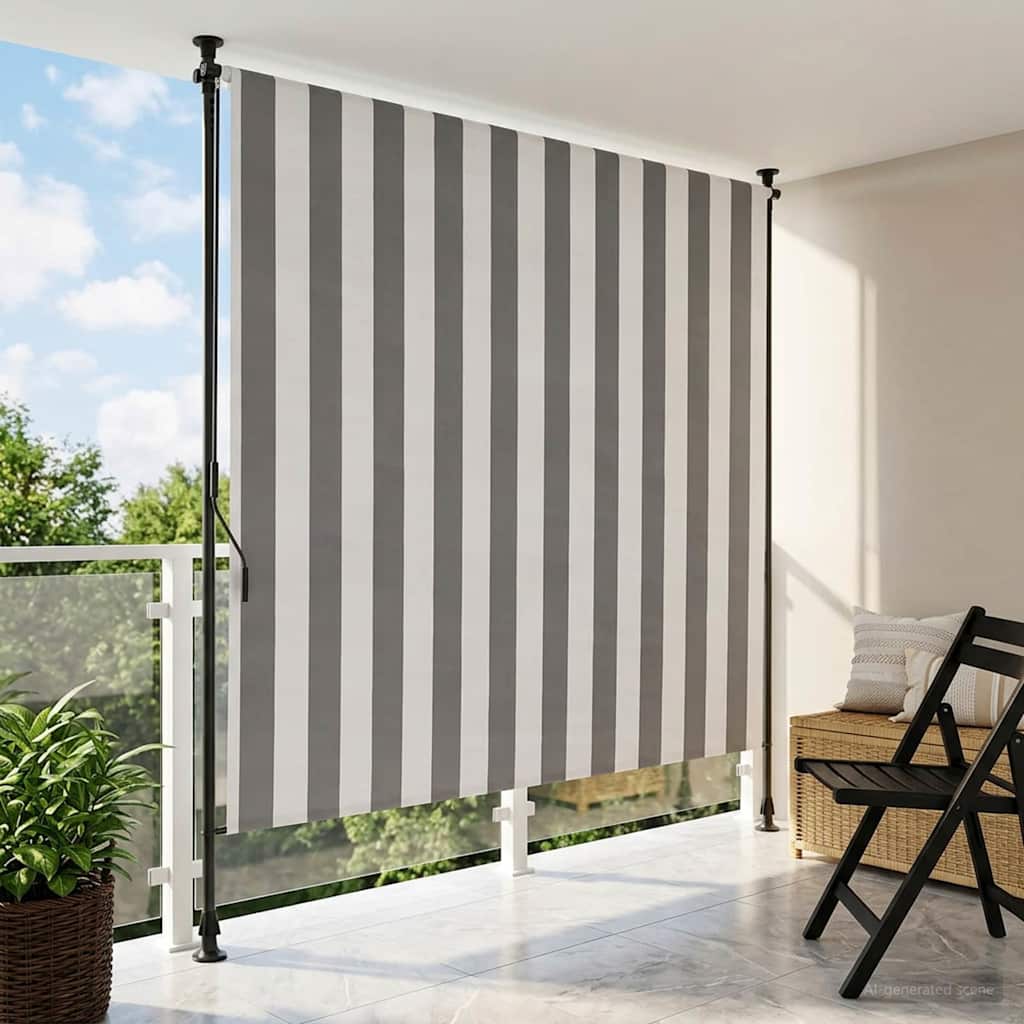 Buiten Rolgordijn Antraciet en Wit 120 x 270 cm