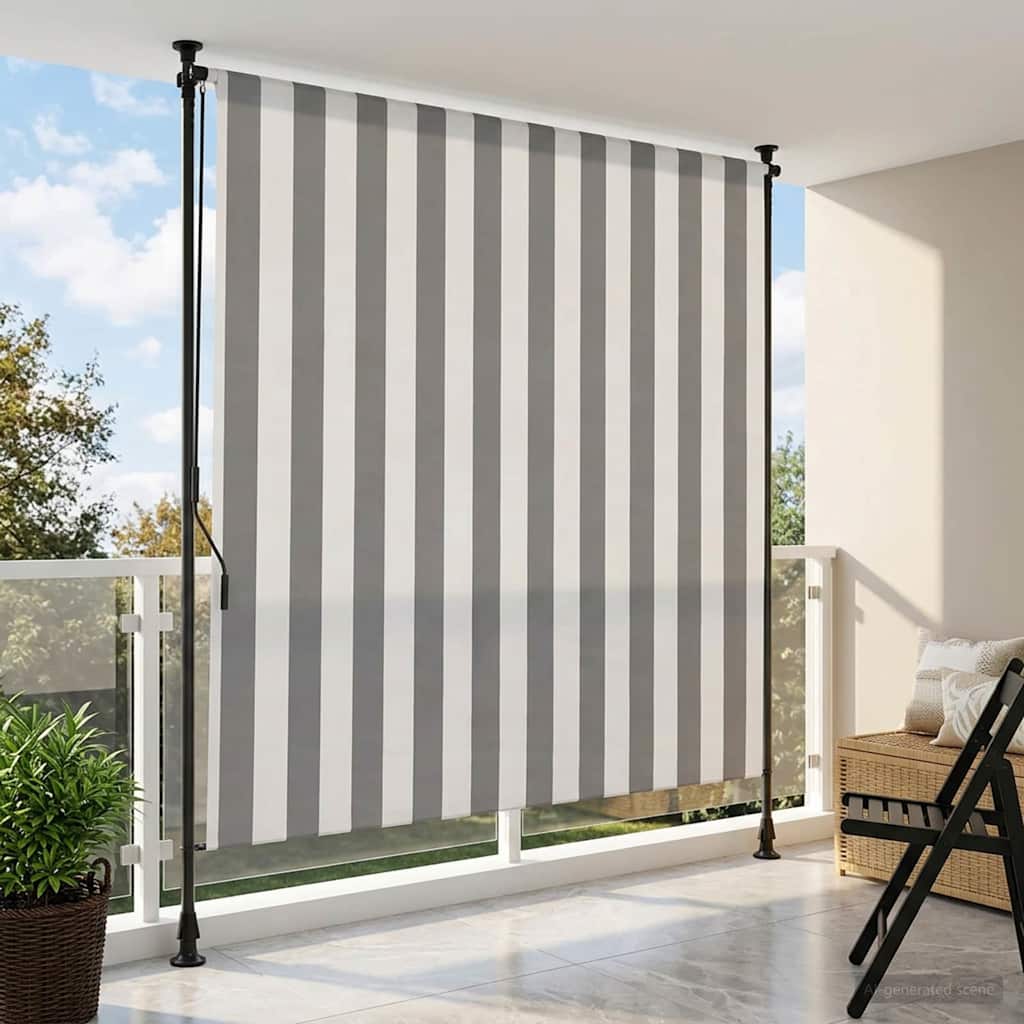 Buiten Rolgordijn Antraciet en Wit 150 x 270 cm