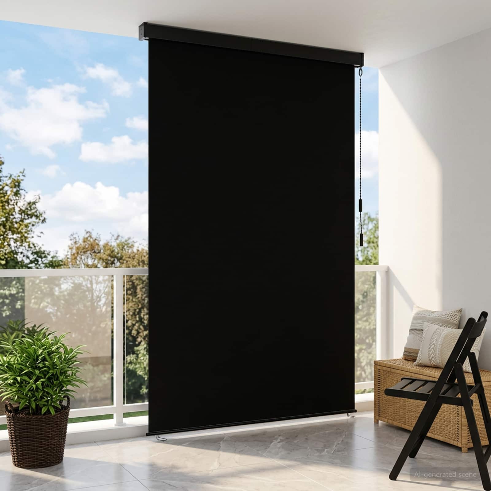 Rolgordijn Zwart 80 x 250 cm Stof en Aluminium