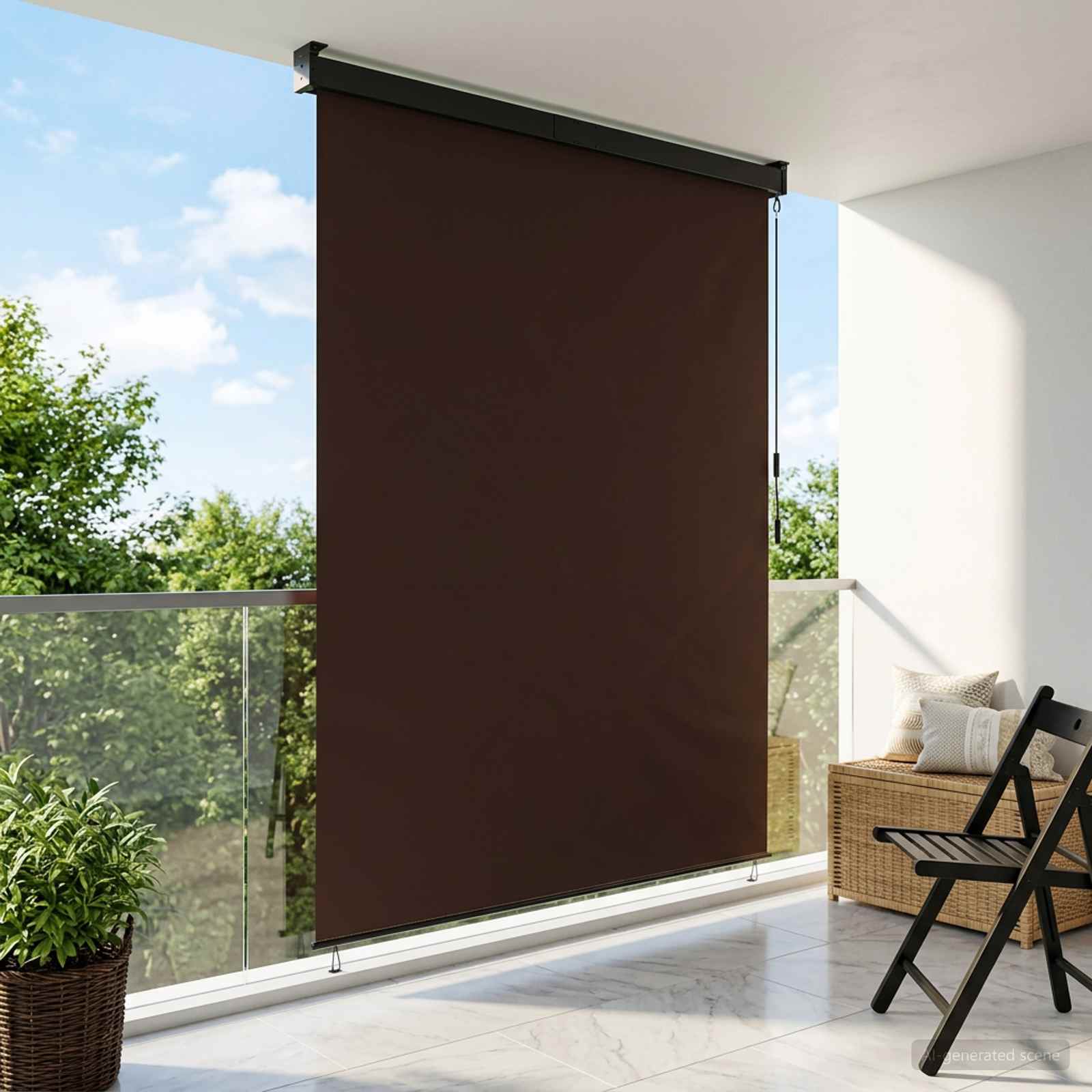 Rolgordijn Bruin 120 x 250 cm Stof en Aluminium – afbeelding 1