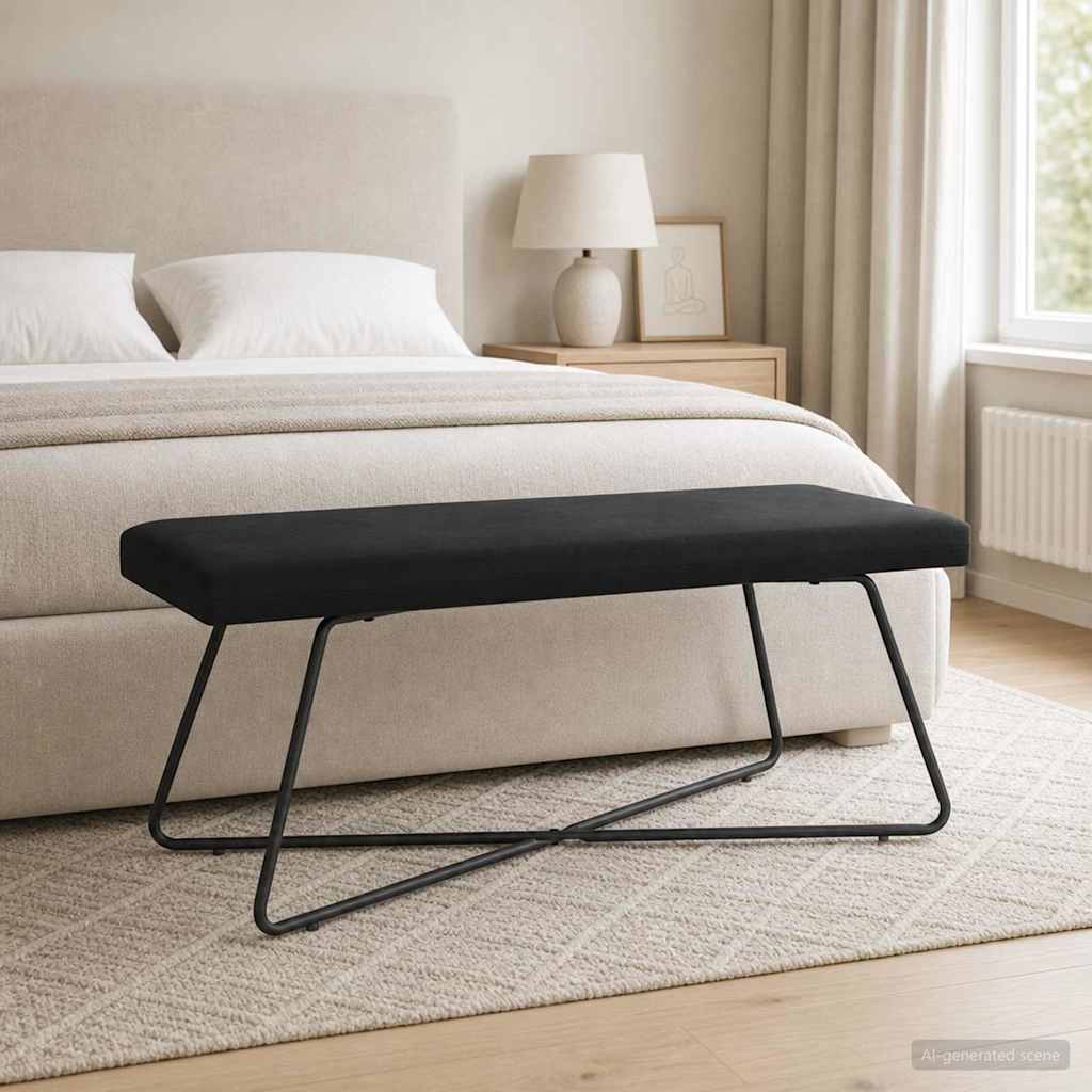 Bank Zwart 110 x 40 x 45 cm fluweel