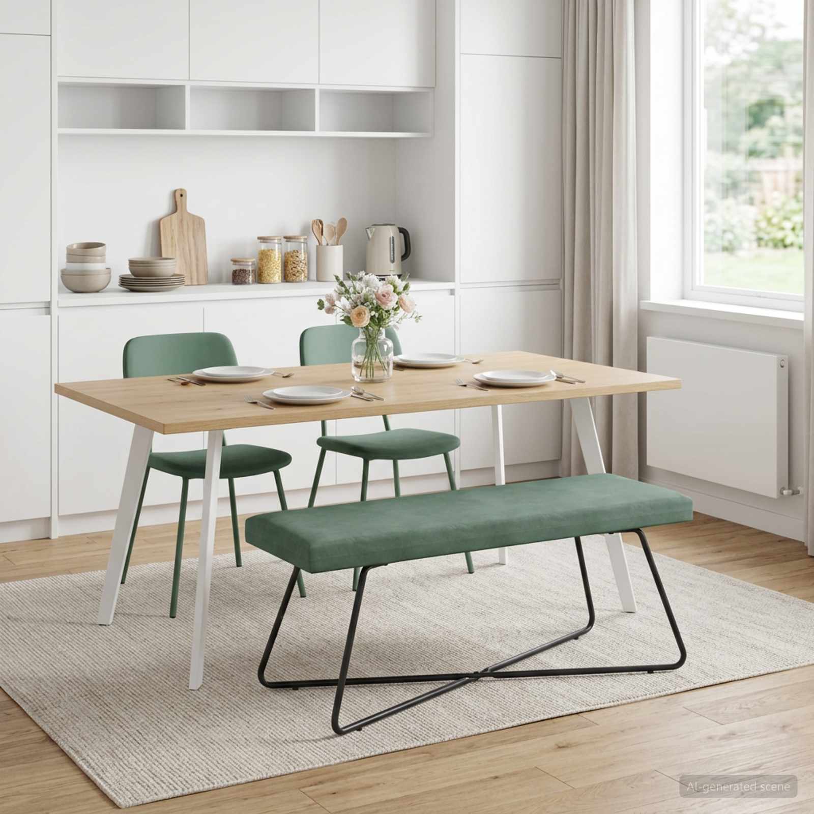 Bank Zeegroen 110 x 40 x 45 cm fluweel
