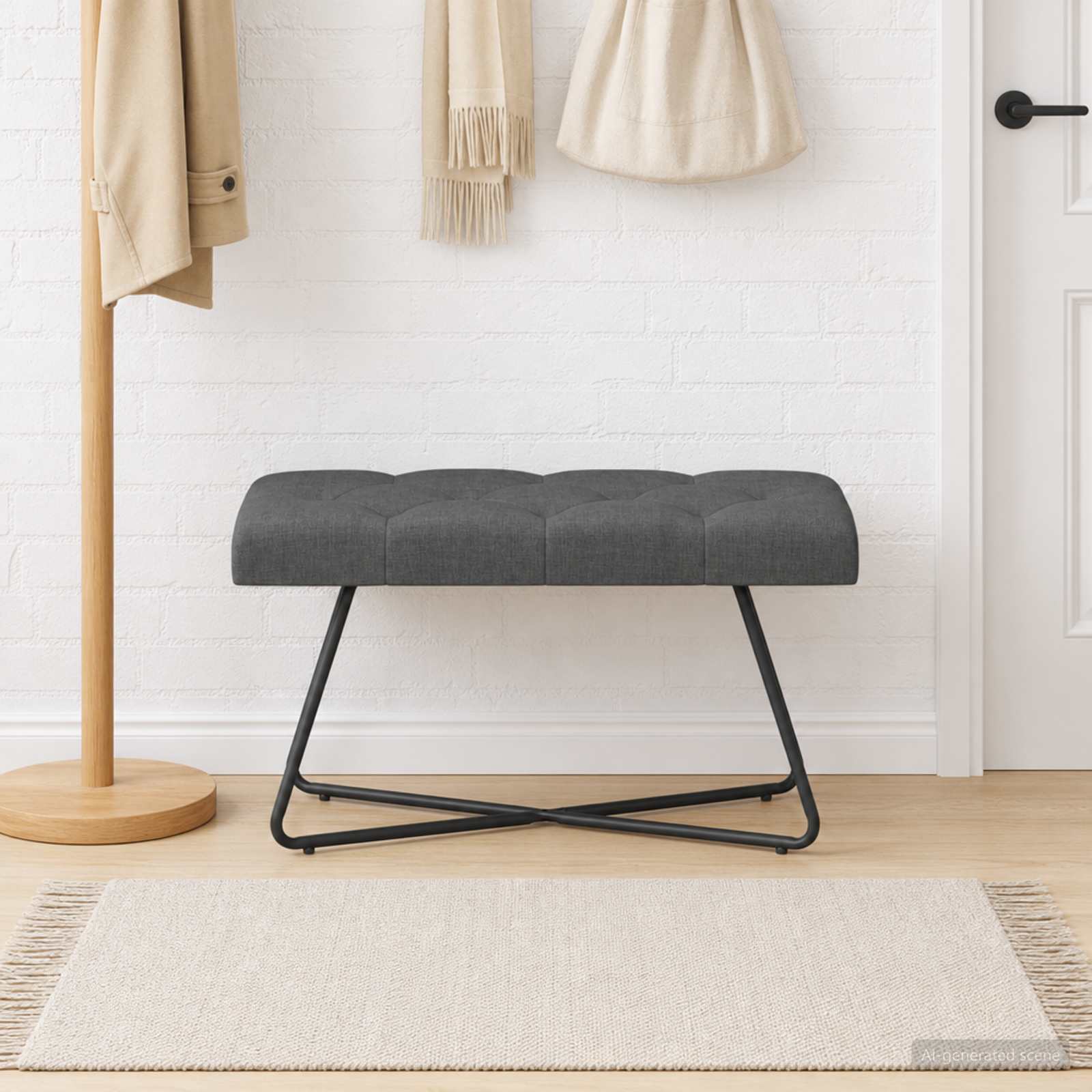 Bank met knoopverstelling Donkergrijs 80 x 40 x 46 cm Stof