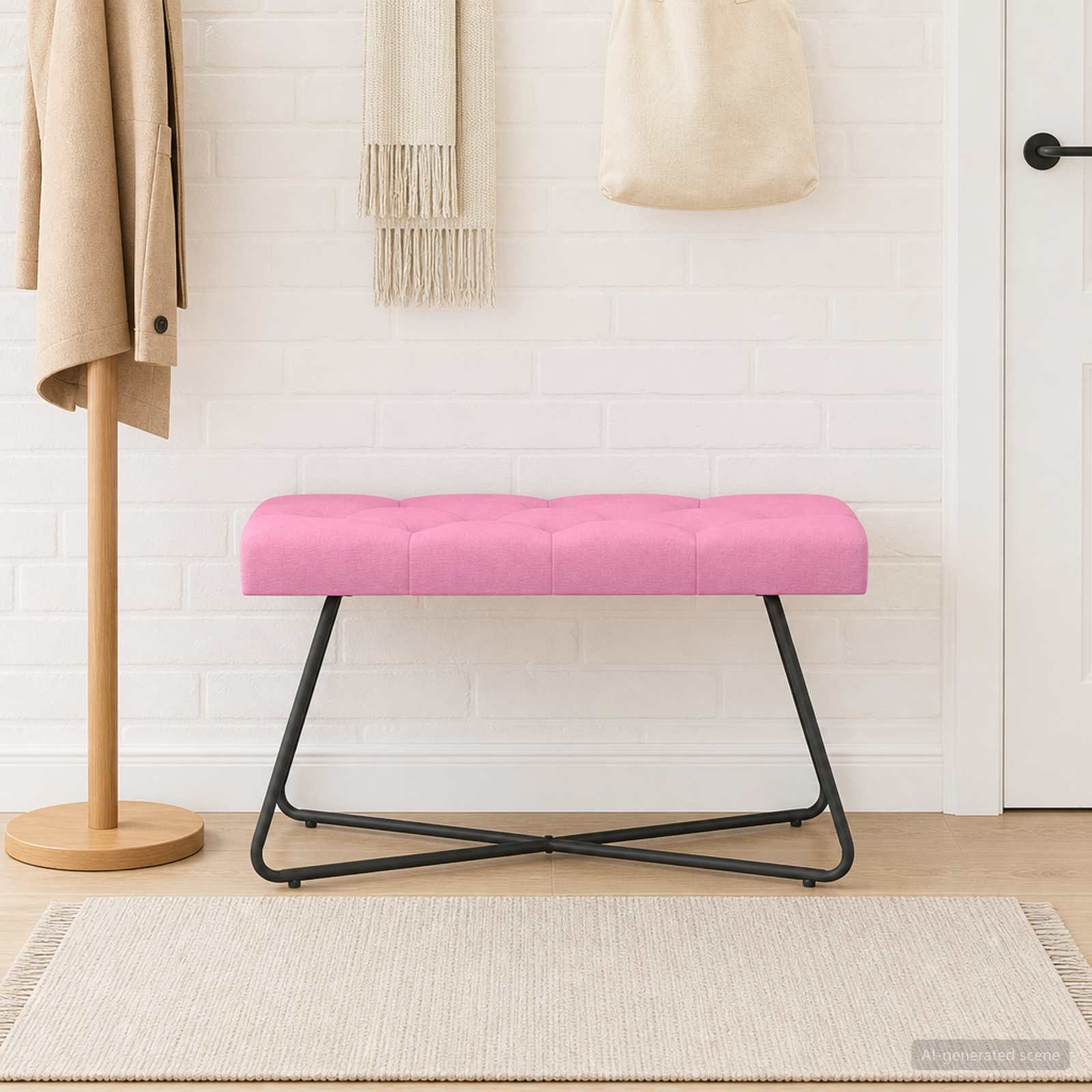 Bank met knoopverstelling Roze 80 x 40 x 46 cm Stof – afbeelding 1