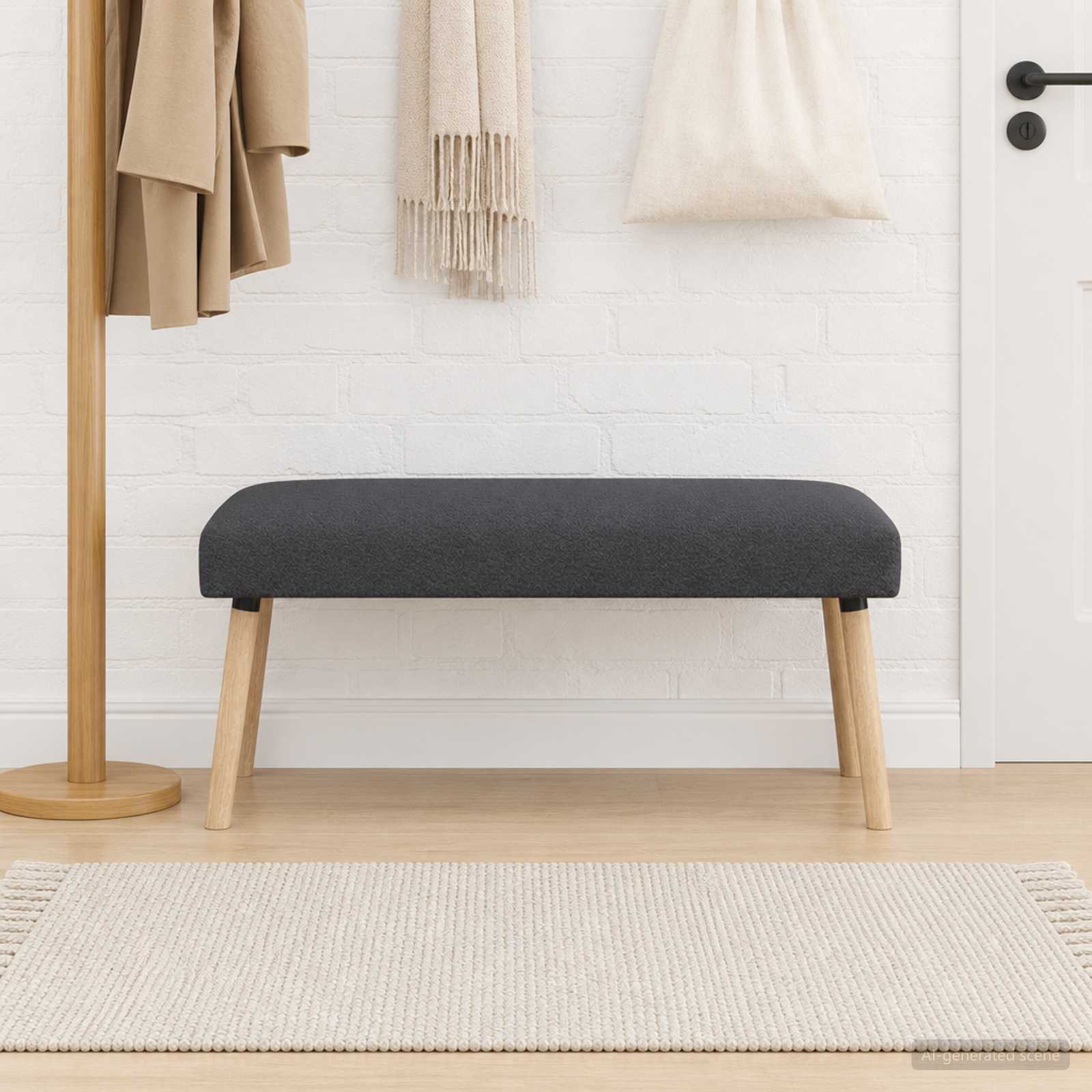 Bank Effen Donkergrijs 110 x 40 x 46 cm Bouclé – afbeelding 1