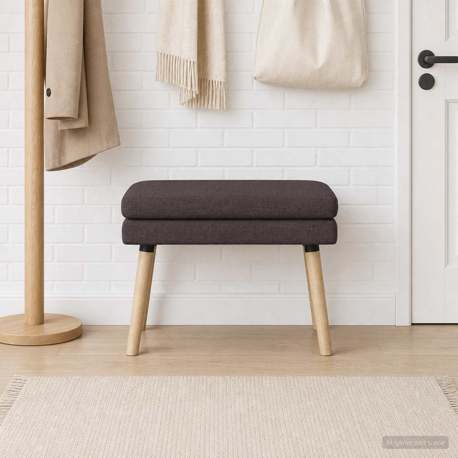 Dubbel Laagige Bank Donkerbruin 60 x 40 x 46 cm Stof – afbeelding 1