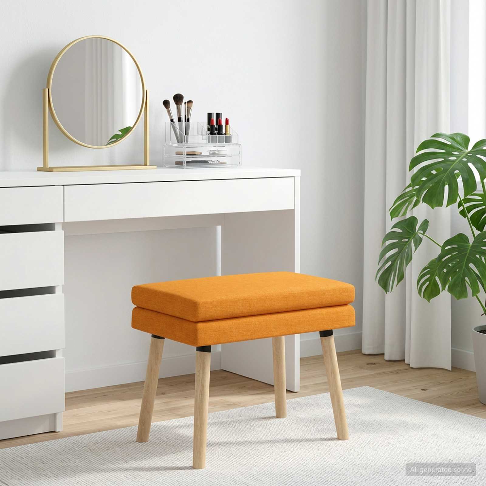 Dubbel Laagige Bank Donkergeel 60 x 40 x 46 cm Stof – afbeelding 1