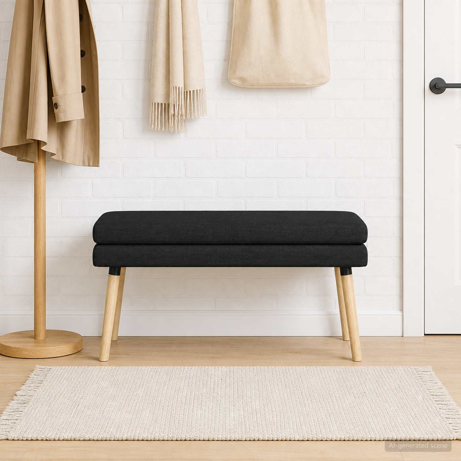 Dubbel Laagige Bank Zwart 110 x 40 x 47 cm Stof