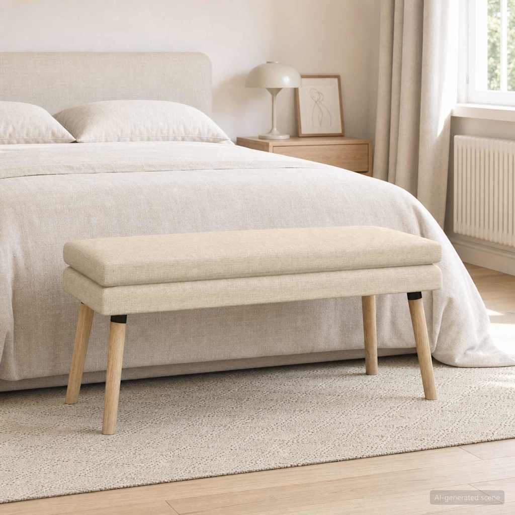 Dubbel Laagige Bank Crèmekleurig 110 x 40 x 47 cm Stof – afbeelding 1