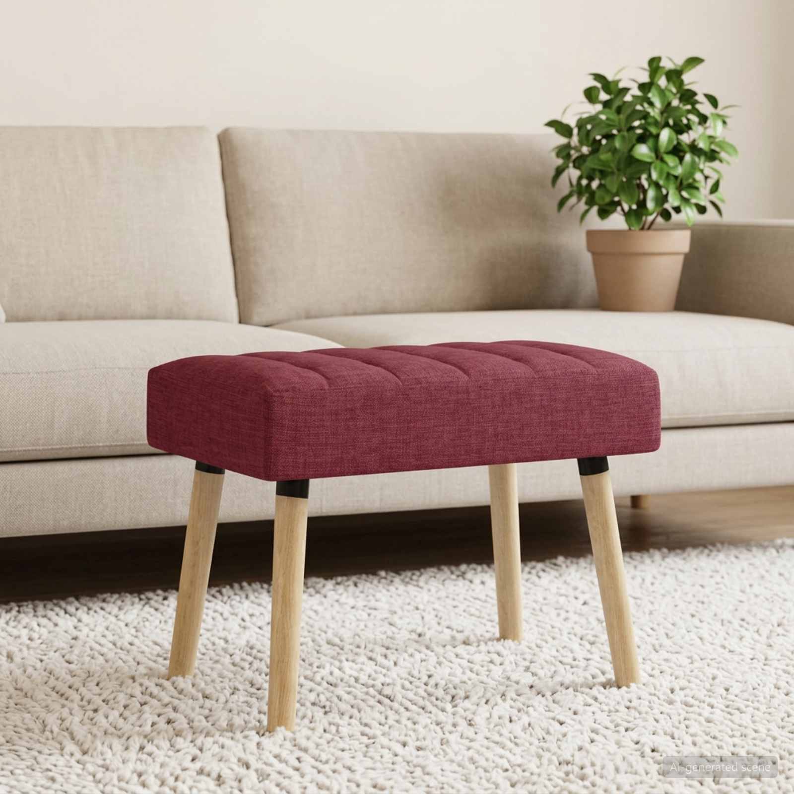 Kanaal-geplooide bank Wijnrood 60 x 40 x 45 cm Stof