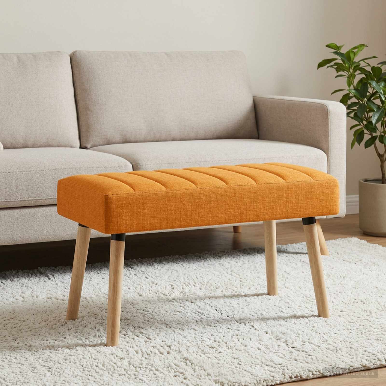 Kanaal-geplooide bank Donkergeel 80 x 40 x 46 cm Stof
