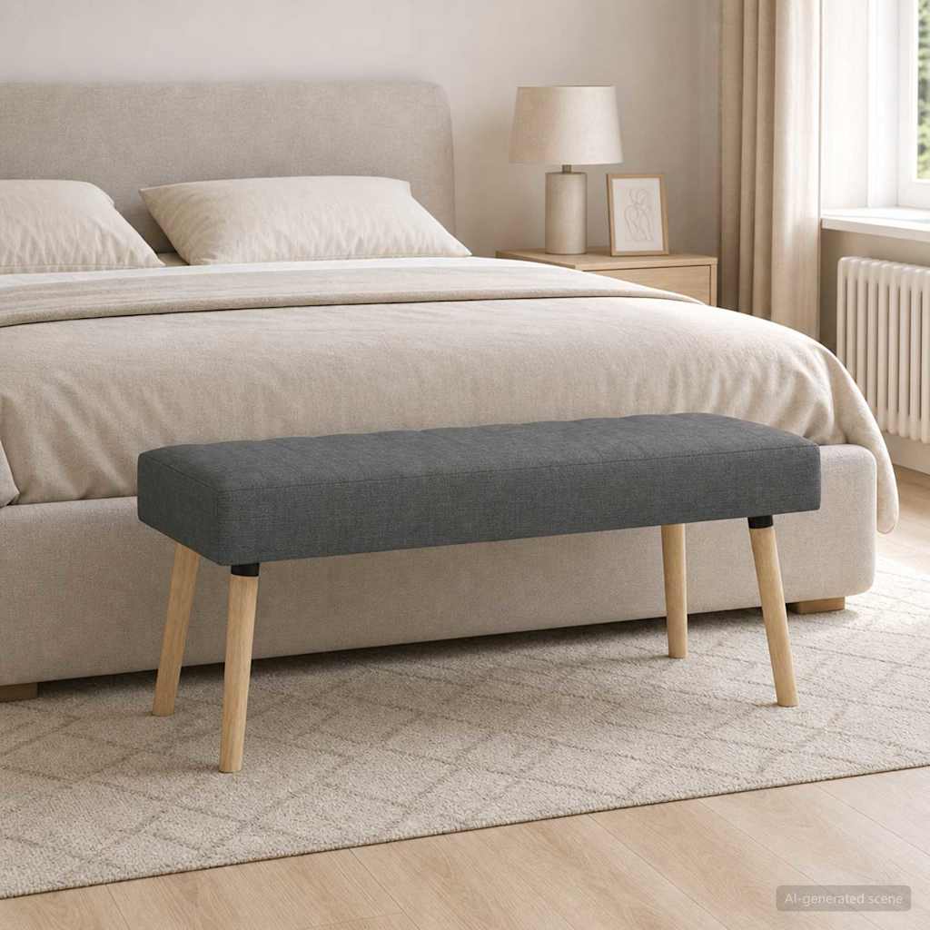 Kanaal-geplooide bank Donkergrijs 110 x 40 x 46 cm Stof