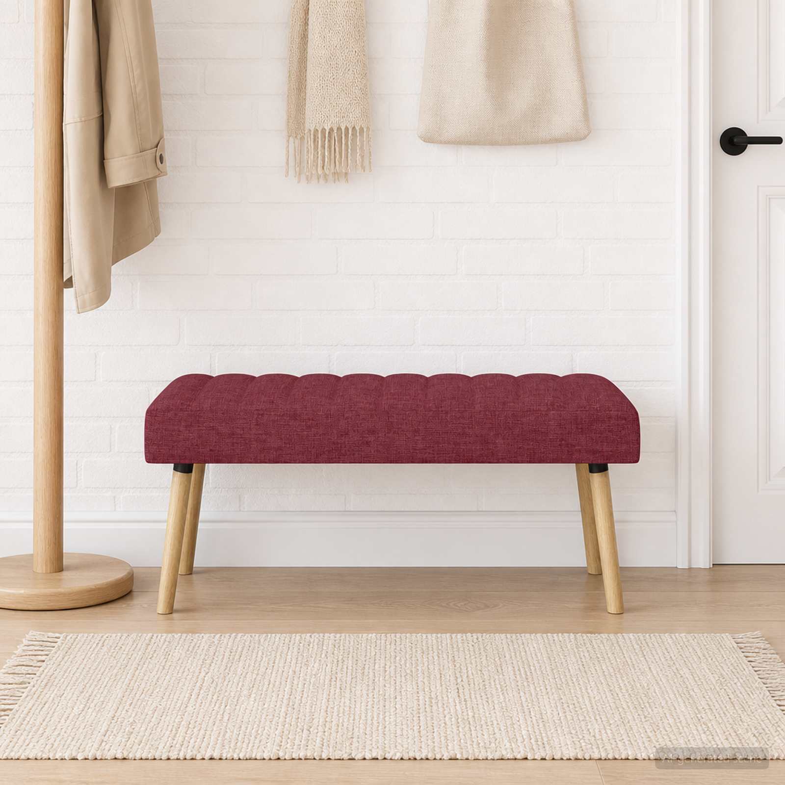 Kanaal-geplooide bank Wijnrood 110 x 40 x 46 cm Stof