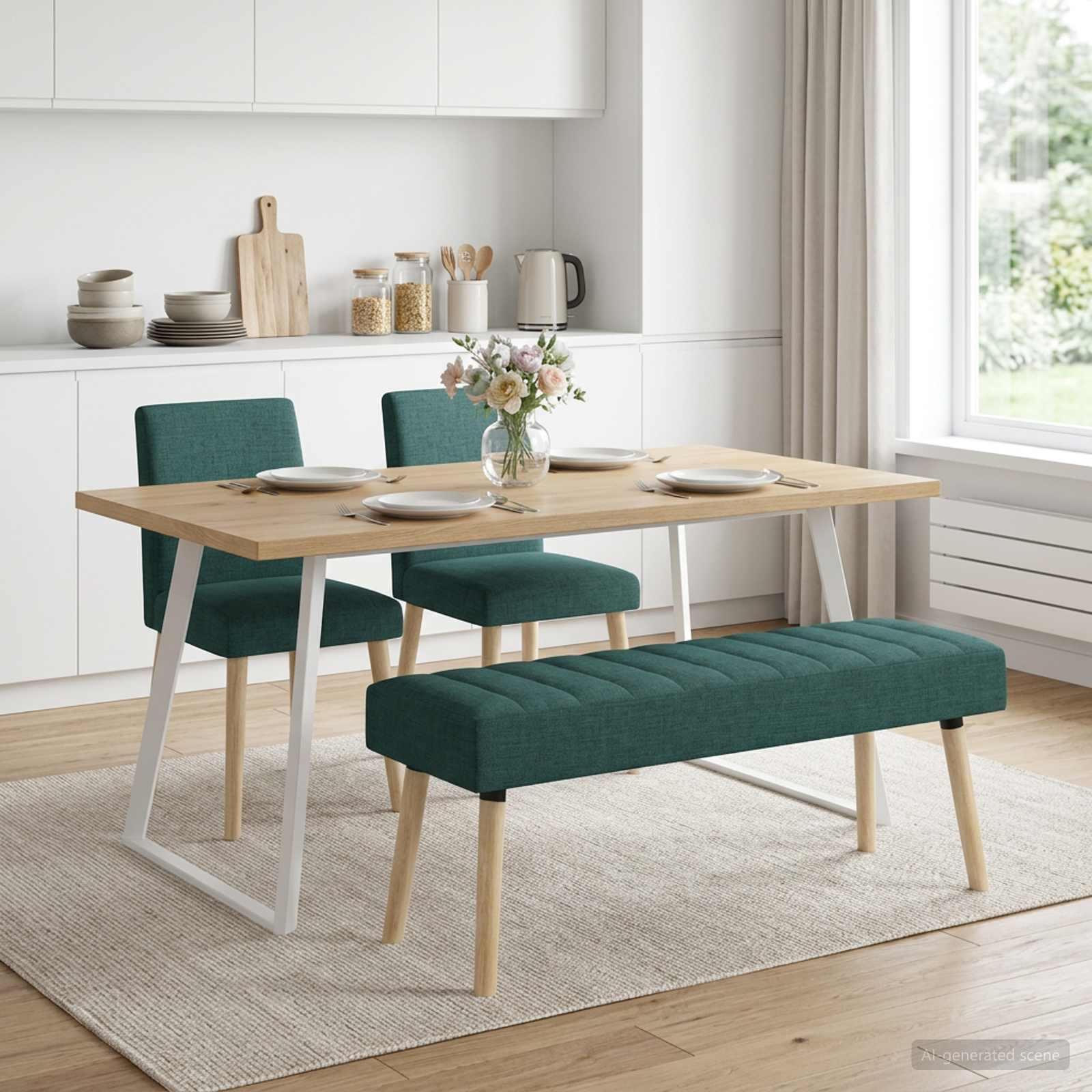 Kanaal-geplooide bank Donkergroen 110 x 40 x 46 cm Stof – afbeelding 1