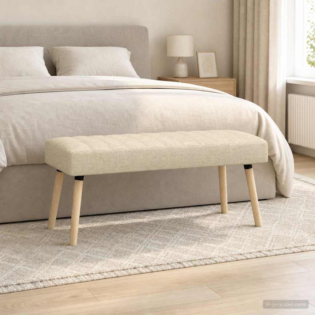 Kanaal-geplooide bank Crèmekleurig 110 x 40 x 46 cm Stof – afbeelding 1