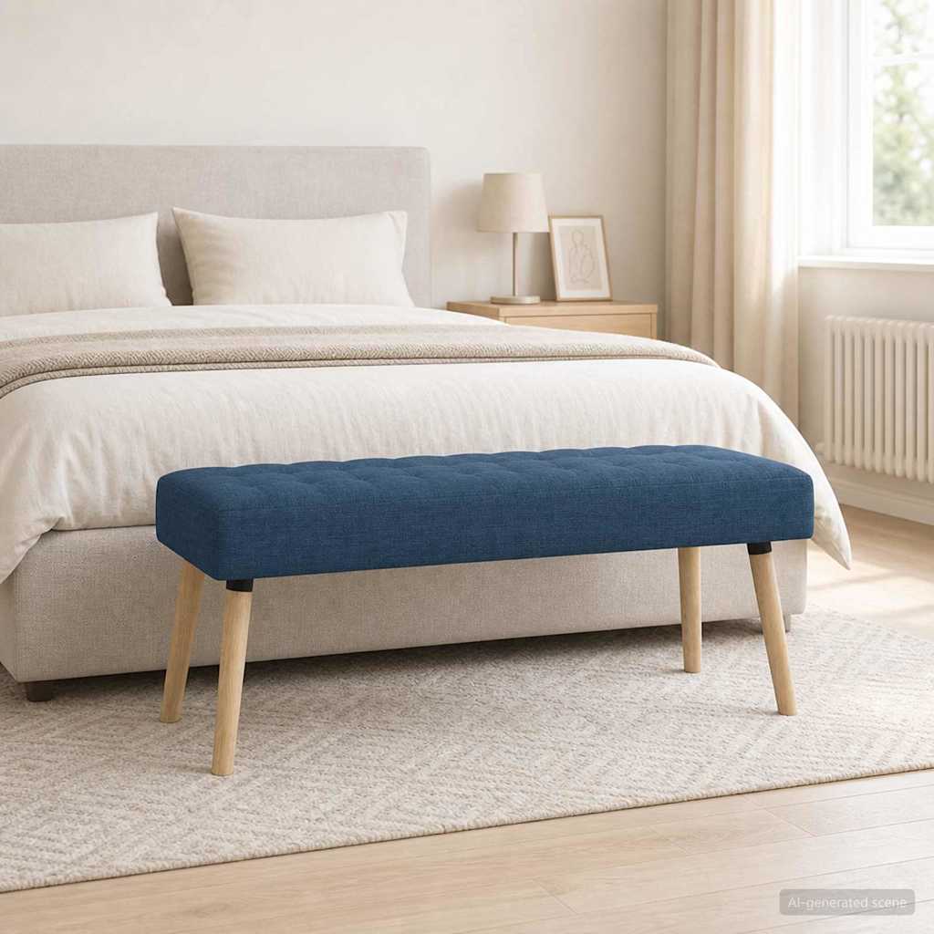 Kanaal-geplooide bank Blauw 110 x 40 x 46 cm Stof