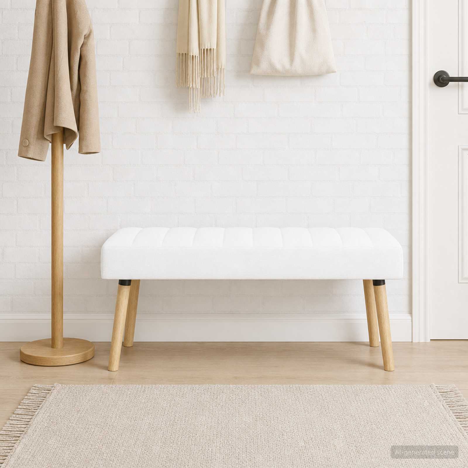 Kanaal-geplooide bank Wit 110 x 40 x 46 cm Stof