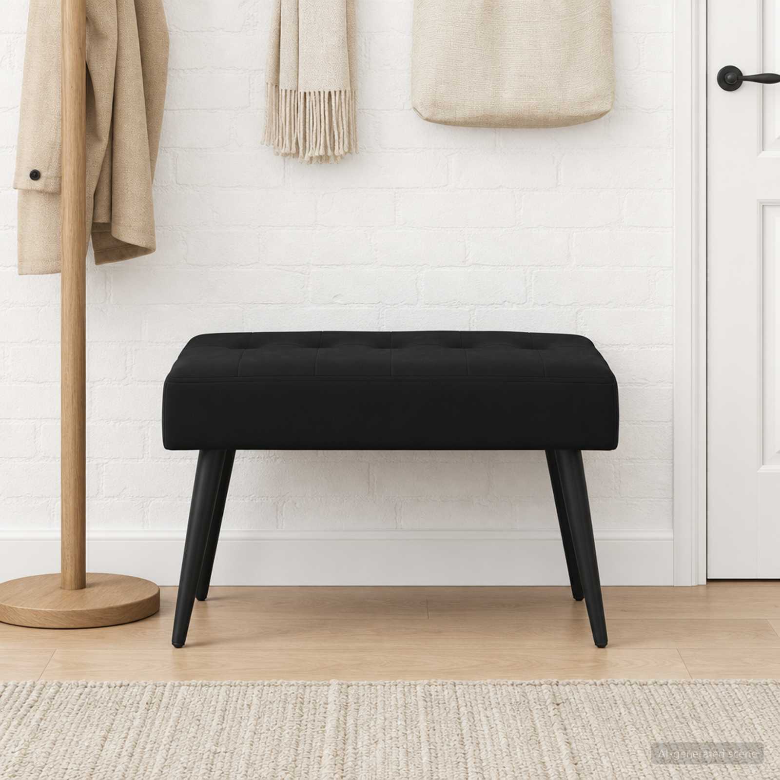 Bank met knoopverstelling Zwart 60 x 40 x 45 cm fluweel