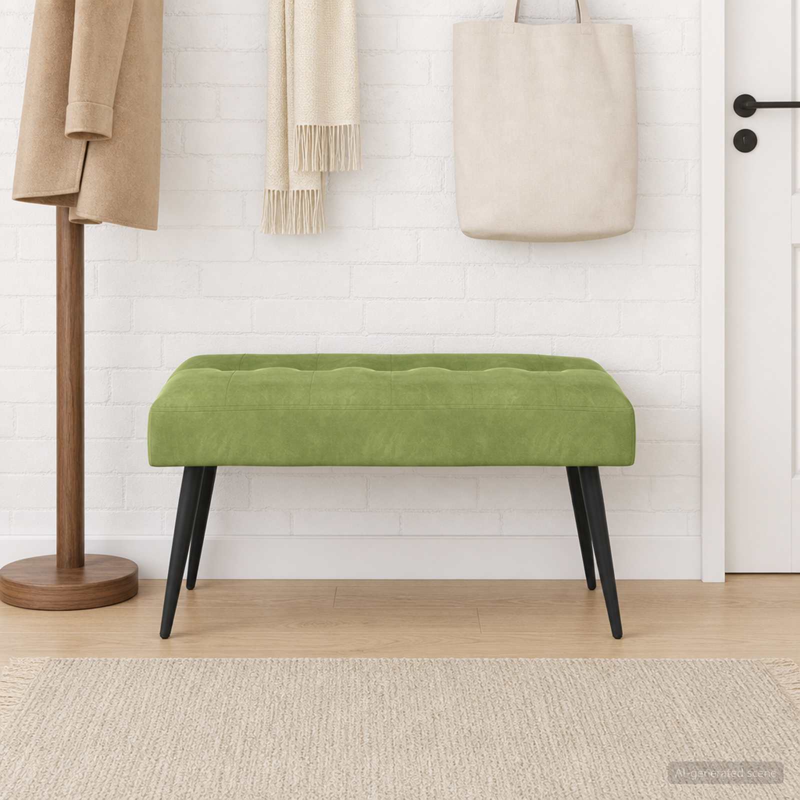 Bank met knoopverstelling Lichtgroen 80 x 40 x 46 cm fluweel – afbeelding 1