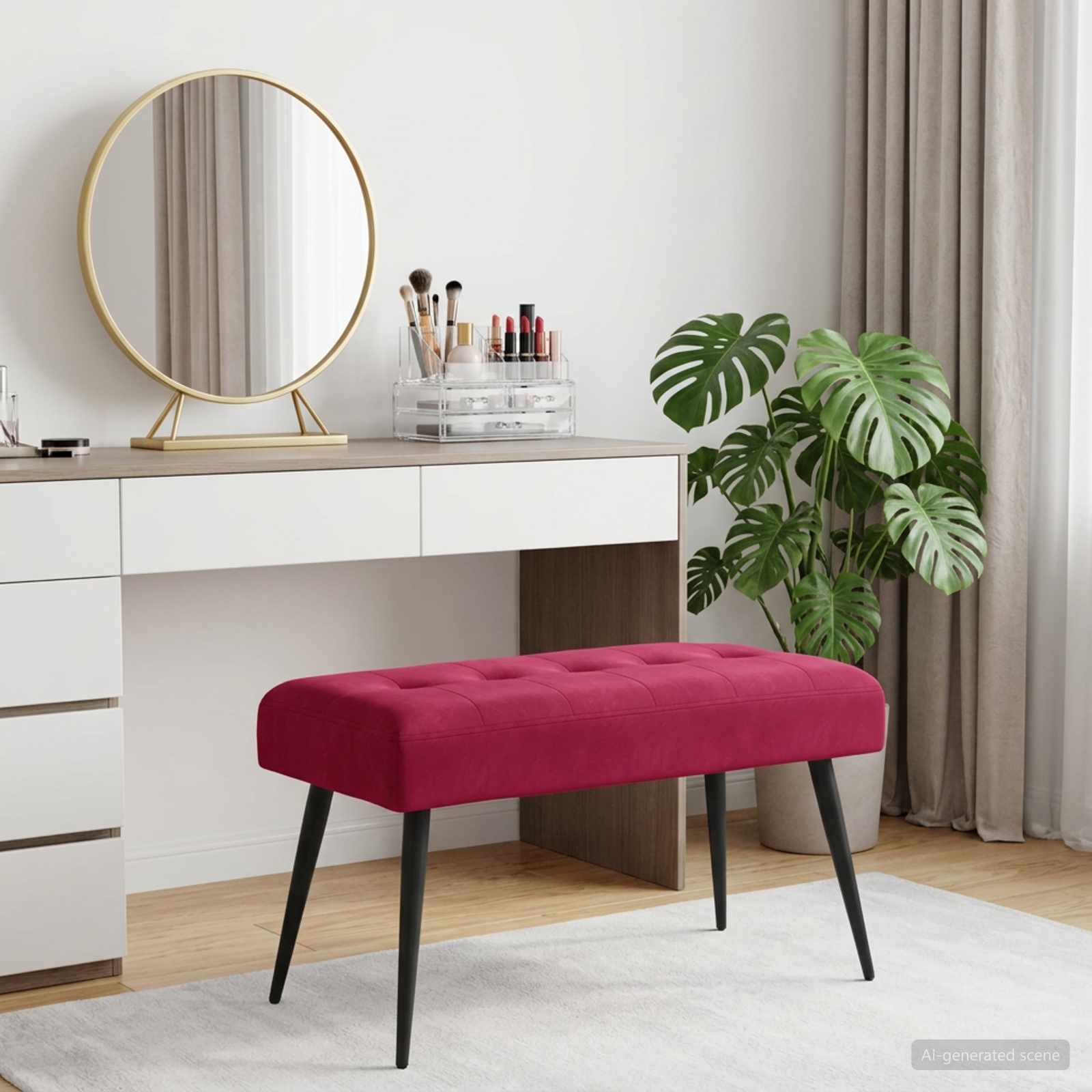 Bank met knoopverstelling Wijnrood 80 x 40 x 46 cm fluweel