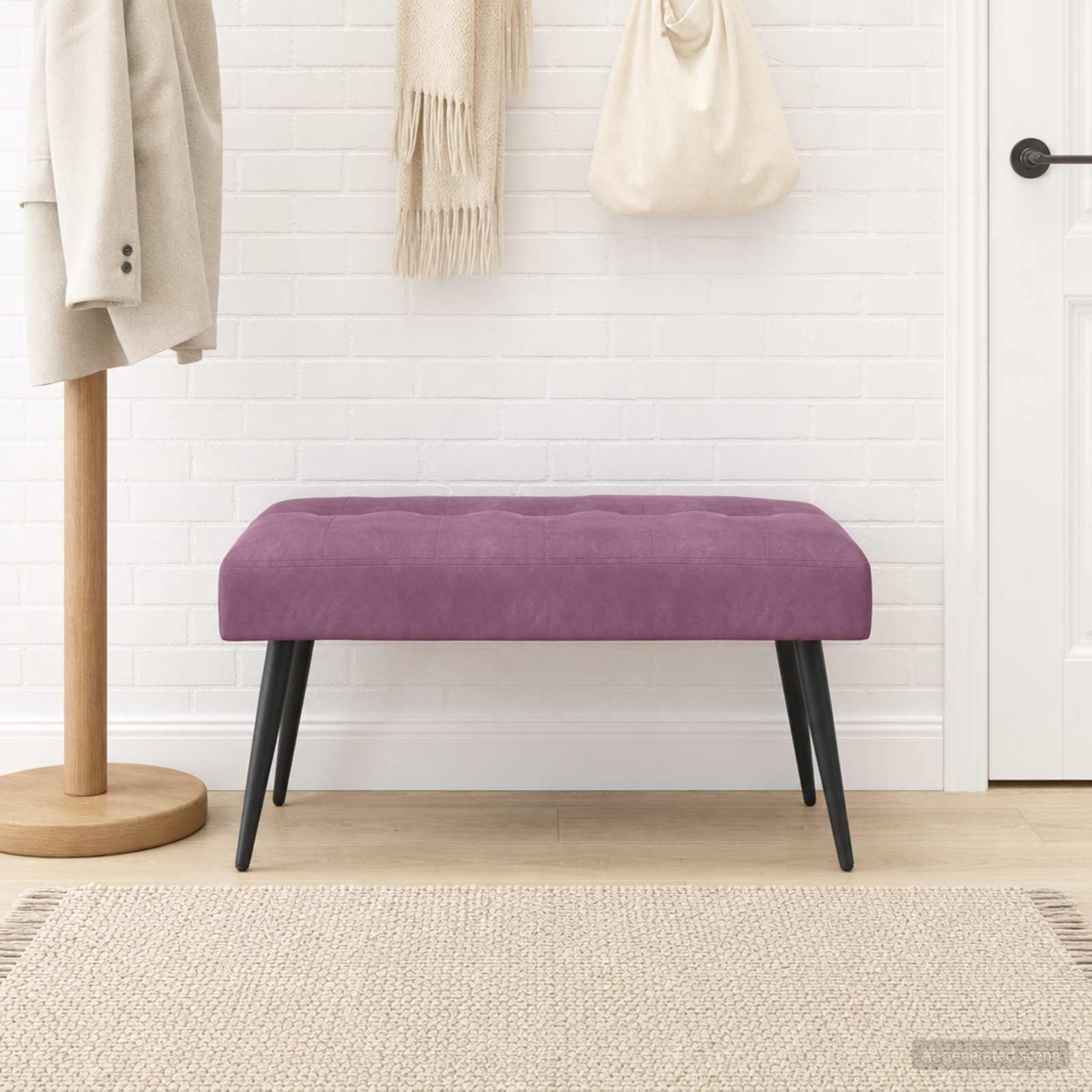 Bank met knoopverstelling Paars 80 x 40 x 46 cm fluweel