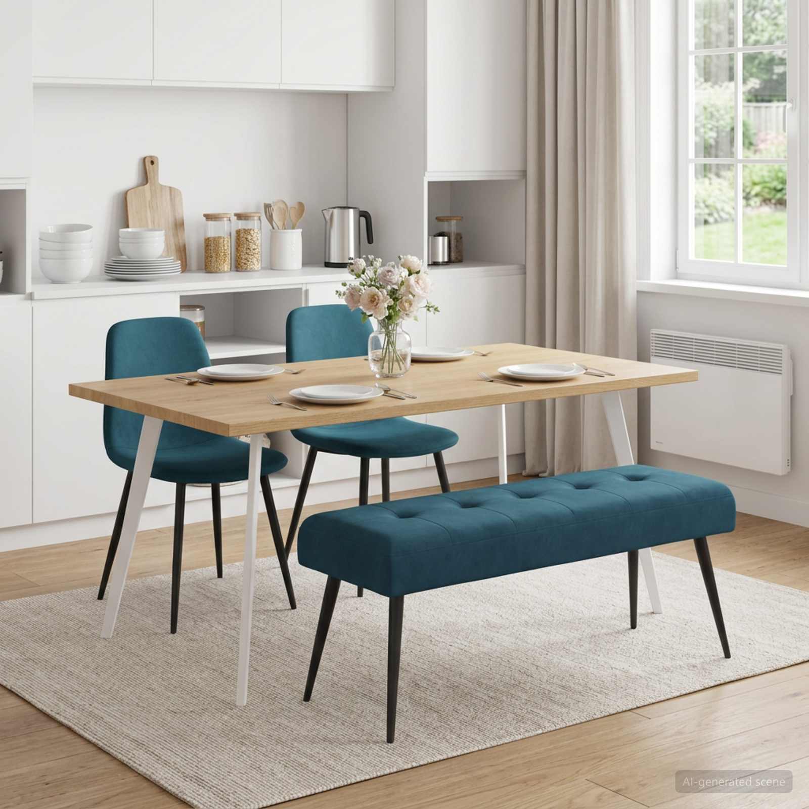 Bank met knoopverstelling Blauw 110 x 40 x 46 cm fluweel
