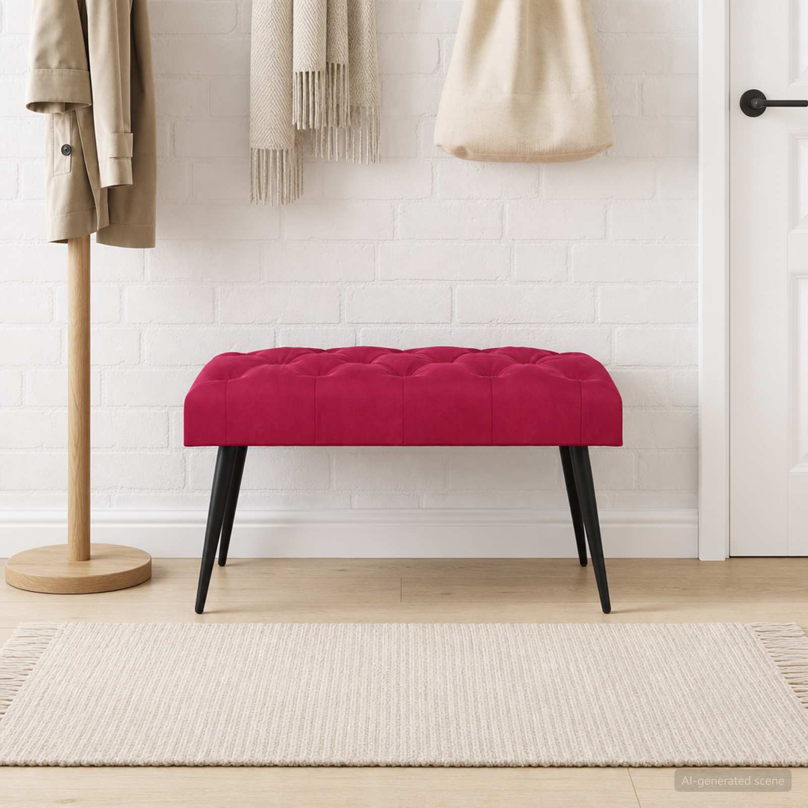 Bank met knoopverstelling Wijnrood 80 x 40 x 46 cm Fluweel