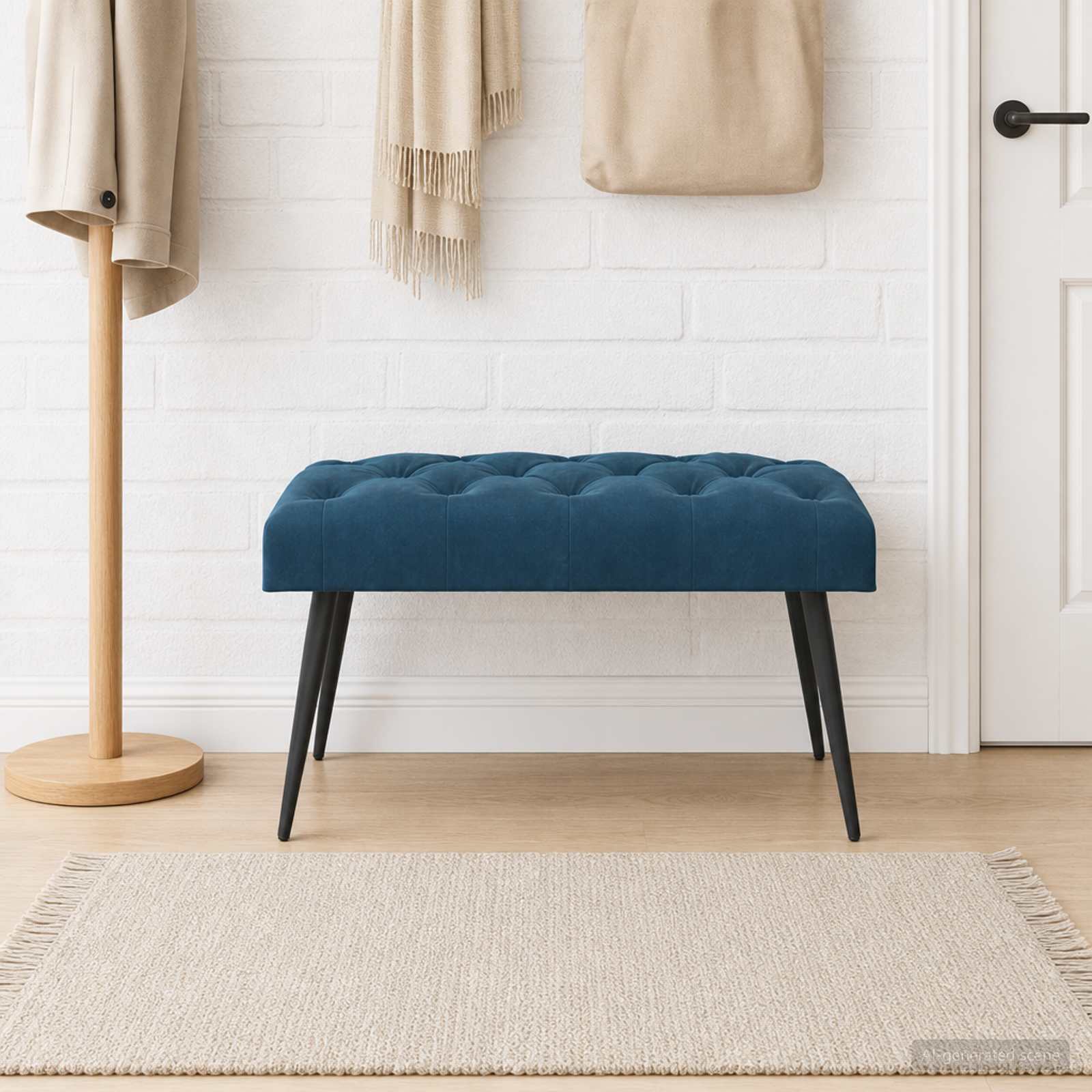 Bank met knoopverstelling Blauw 80 x 40 x 46 cm Fluweel