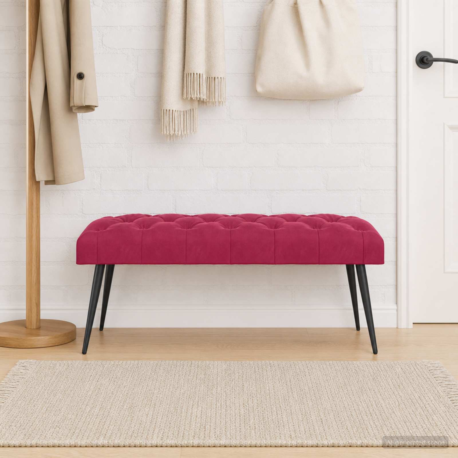 Bank met knoopverstelling Wijnrood 110 x 40 x 46 cm Fluweel