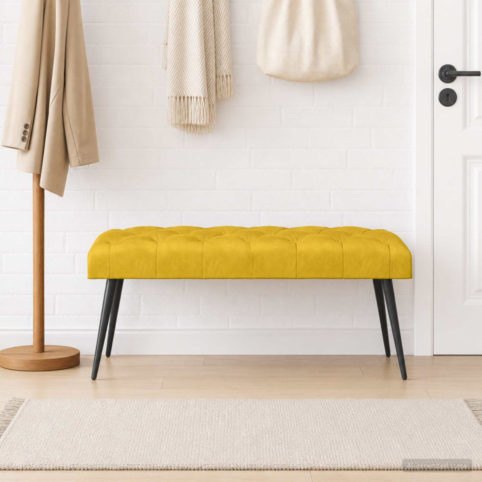 Bank met knoopverstelling Geel 110 x 40 x 46 cm Fluweel