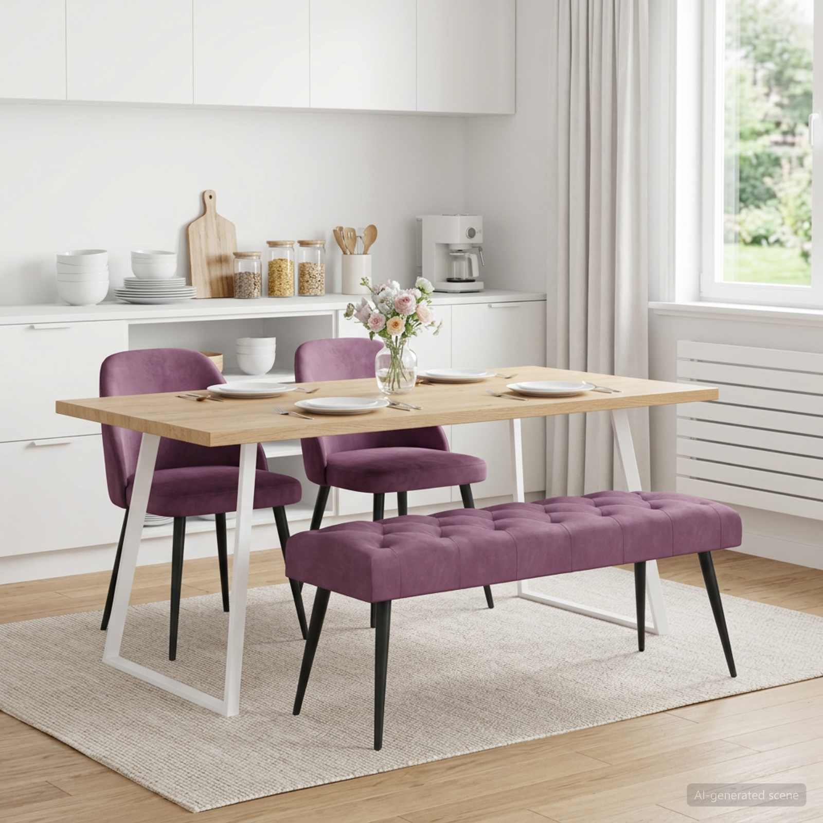 Bank met knoopverstelling Paars 110 x 40 x 46 cm Fluweel