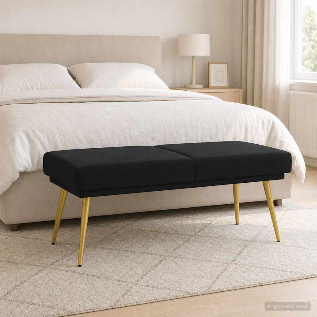 Dubbel Laagige Bank Zwart 120 x 45 x 46 cm fluweel
