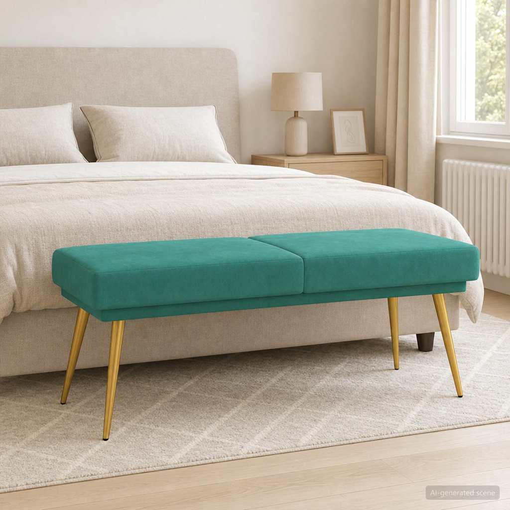 Dubbel Laagige Bank Turquoise 120 x 45 x 46 cm fluweel
