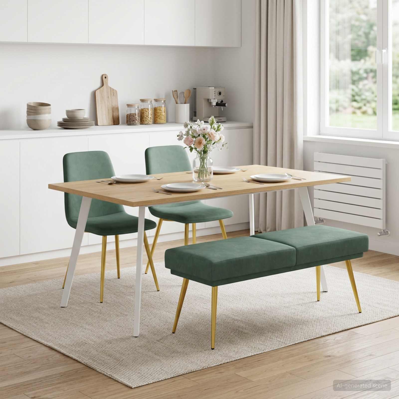 Dubbel Laagige Bank Zeegroen 120 x 45 x 46 cm fluweel – afbeelding 1