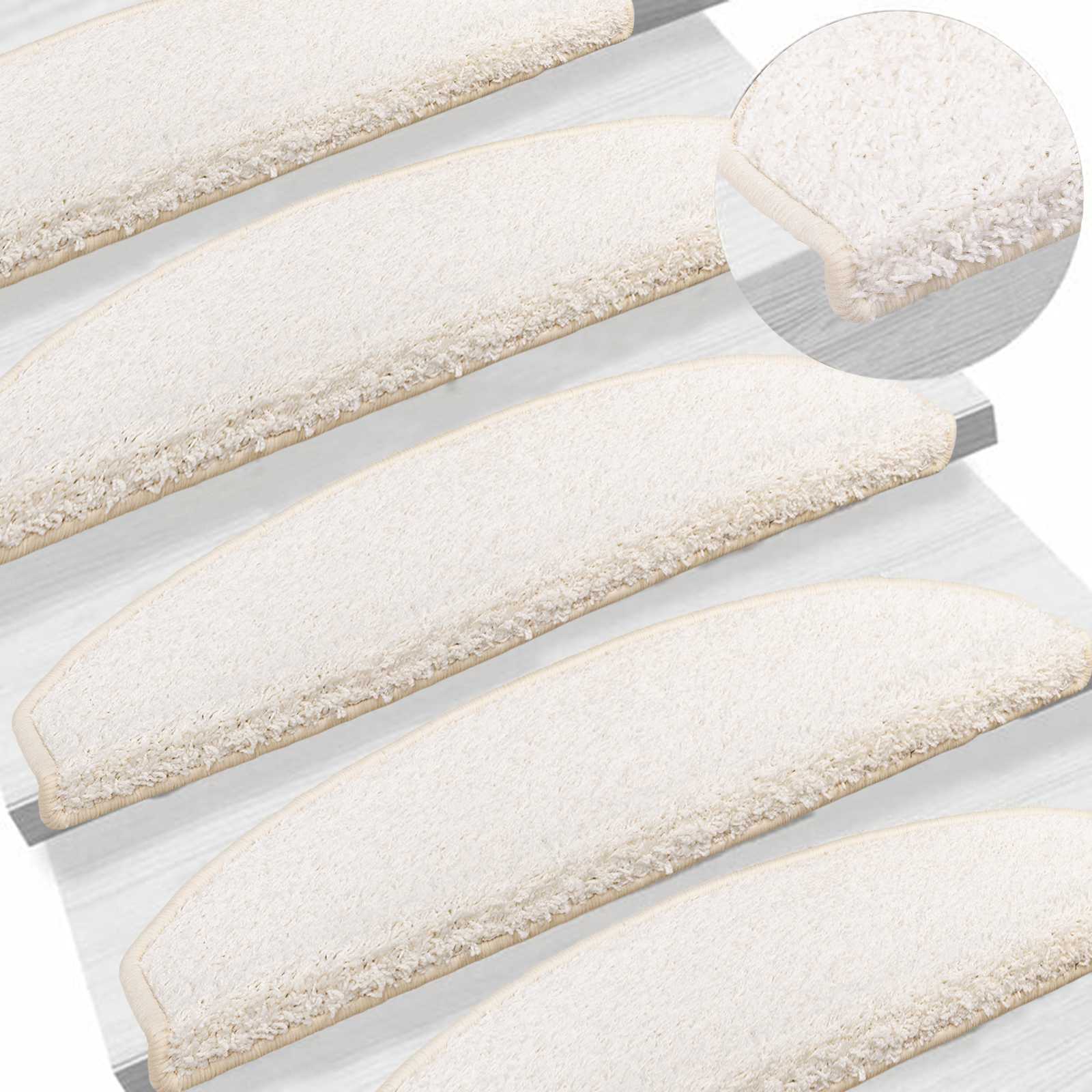 Zelfklevende Trapmatten Halfrond 15 pcs Wit 80 x 24,5 x 3,5 cm – afbeelding 1