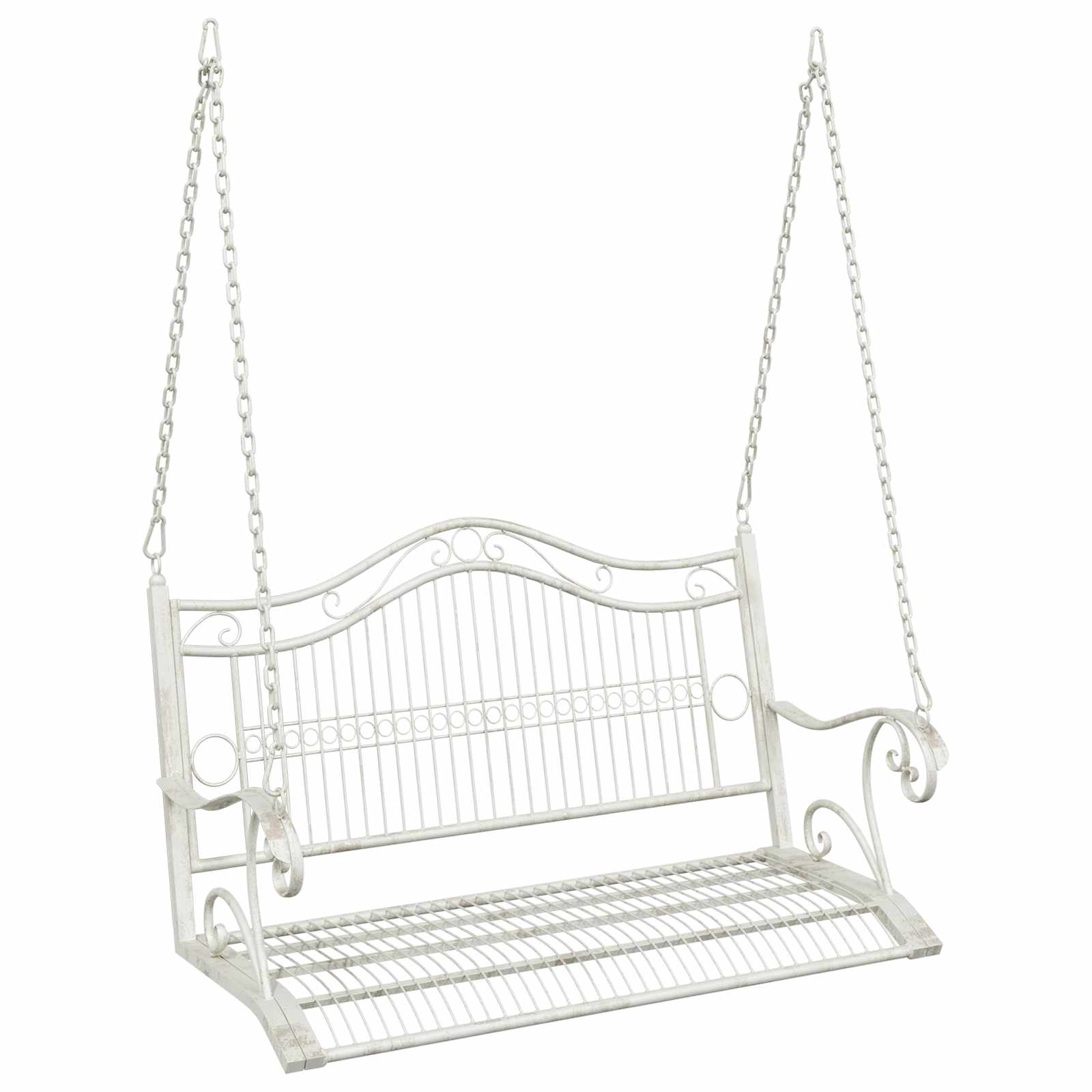 Schommelbank Staal 115 x 61 x 63 cm Antiek wit – afbeelding 2
