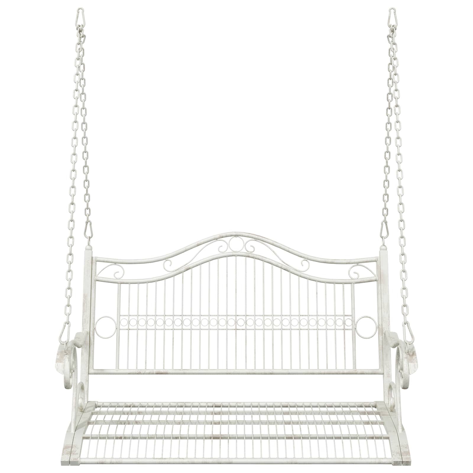 Schommelbank Staal 115 x 61 x 63 cm Antiek wit – afbeelding 3