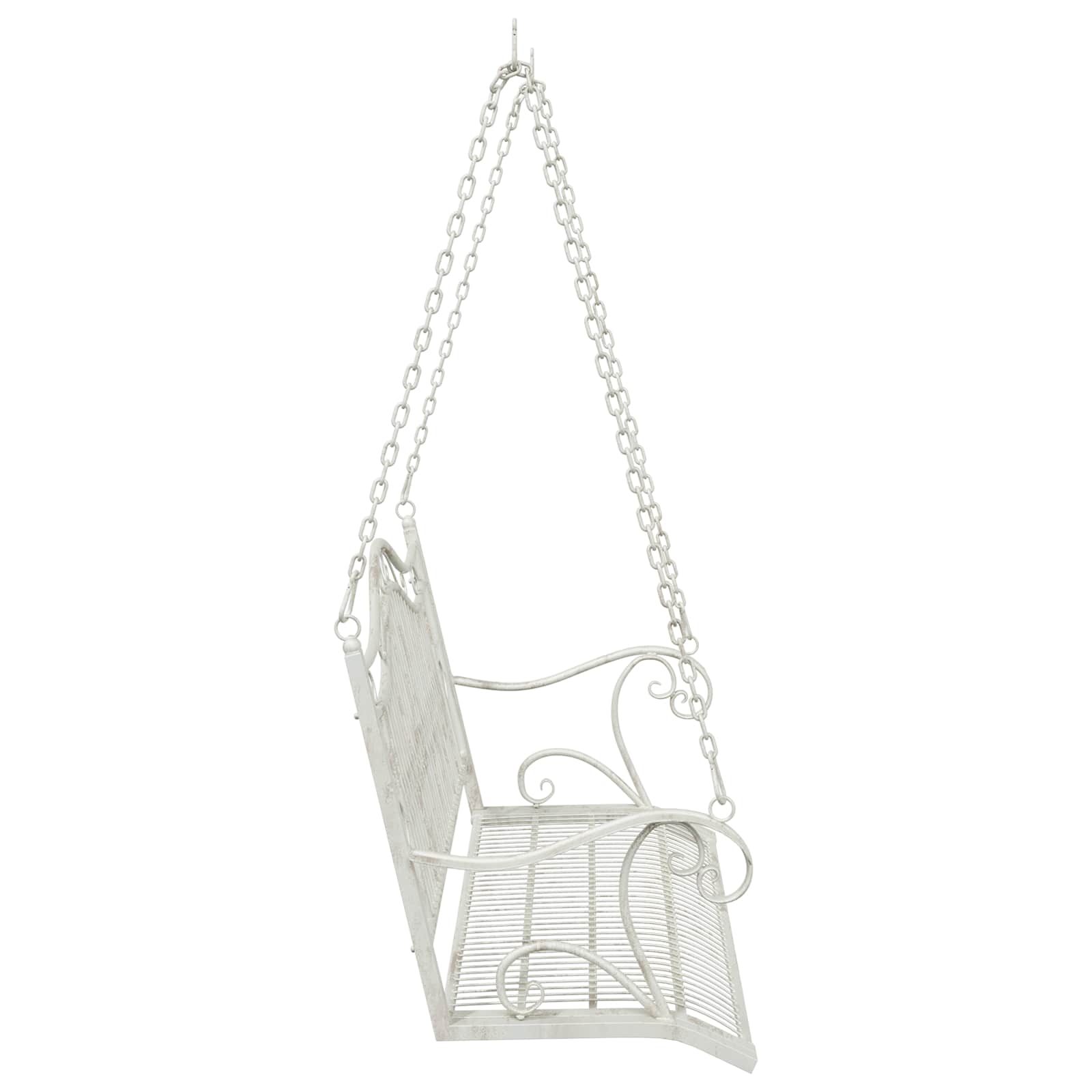 Schommelbank Staal 115 x 61 x 63 cm Antiek wit – afbeelding 4