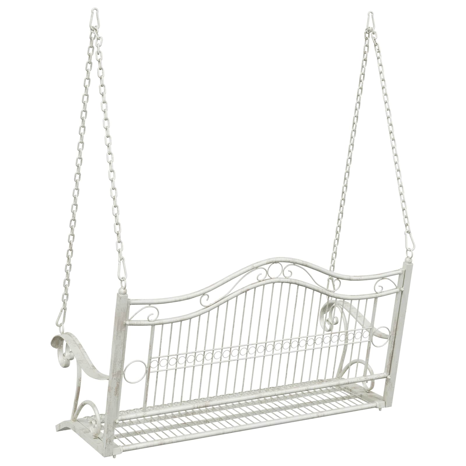 Schommelbank Staal 115 x 61 x 63 cm Antiek wit – afbeelding 5