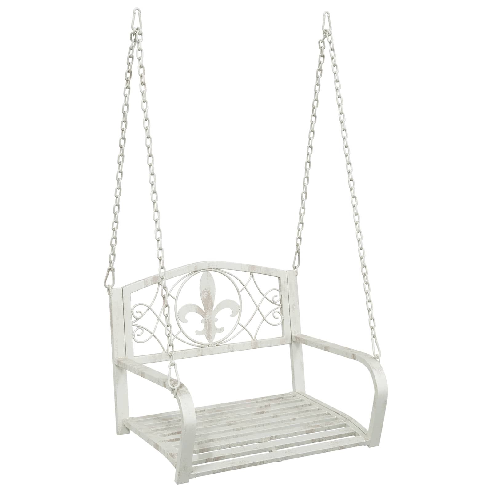 Schommelbank Staal 71,5 x 59 x 55 cm Antiek wit – afbeelding 2